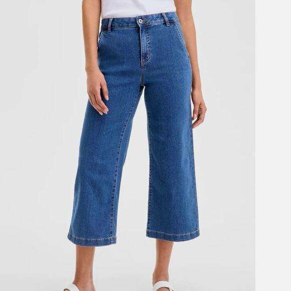 Style & Co. Denim - Style & Co. Women’s High-Rise Cropped Wide-Leg Denim Jeans Size 16 Medium Wash